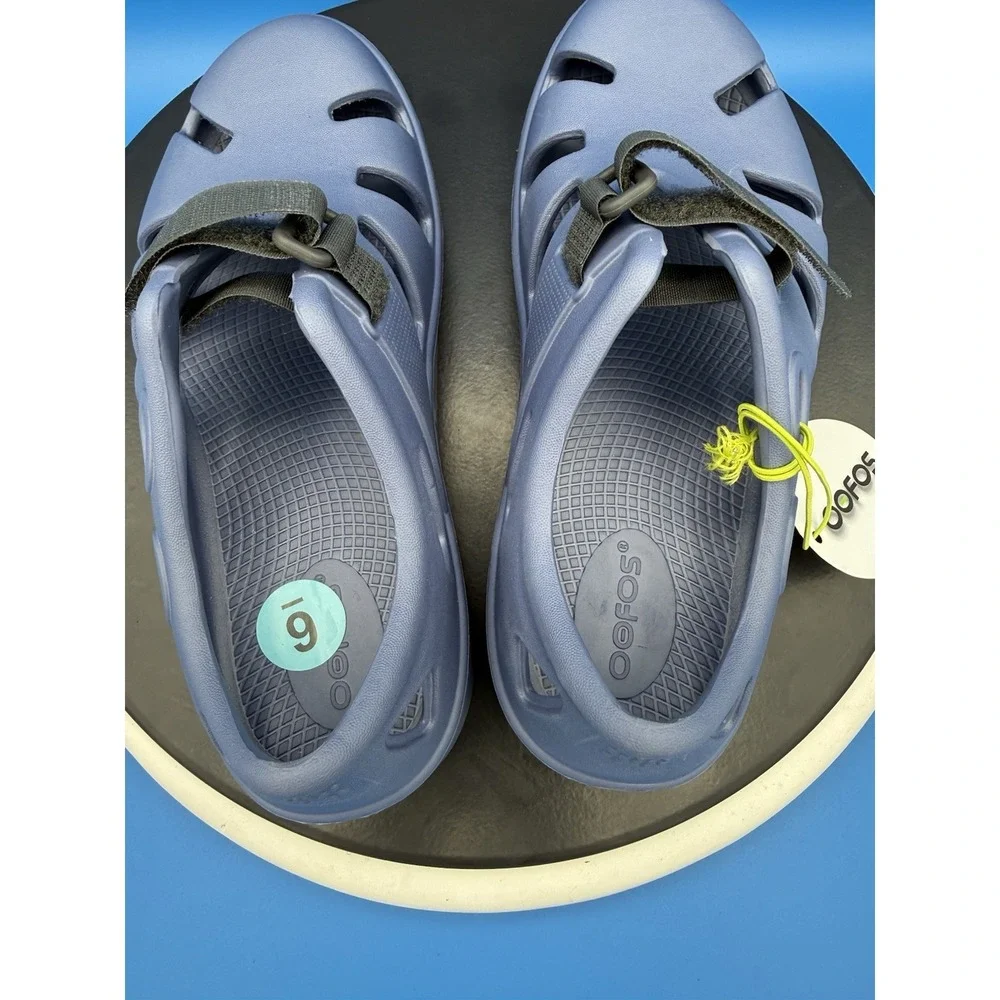 Oofos Oocandoo Womens Sz 6 Sport Recovery Sandals‎ Water Drop Blue Outdoor Shoes